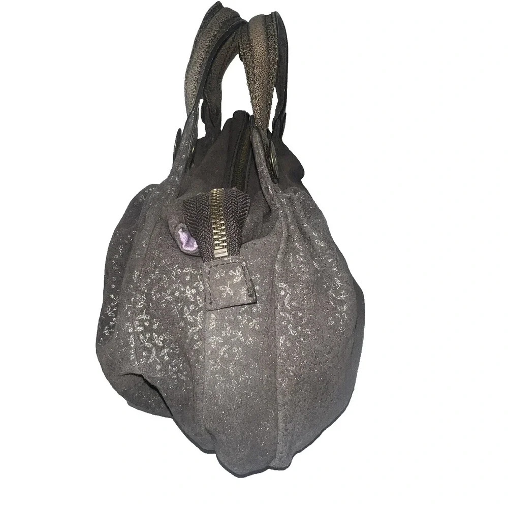 Gap 1969 Jeans Brown Suede Metallic Floral Hobo Bag Slouchy Satchel Purse